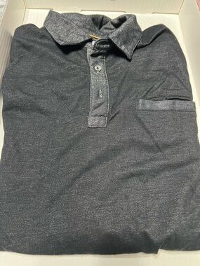 Denim & Flower Men's Charcoal Black Polo with Chest Pocket